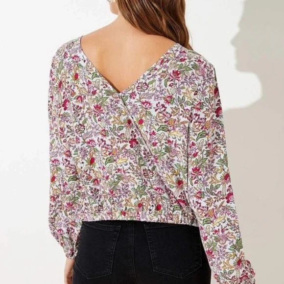 Loft jungle wrap back croppwd top M - Picture 2 of 7